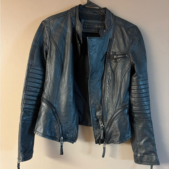 Zara Jackets & Blazers - Zara Dark Gray Leather Jacket